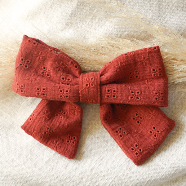 Barrette nœud Pia terracotta